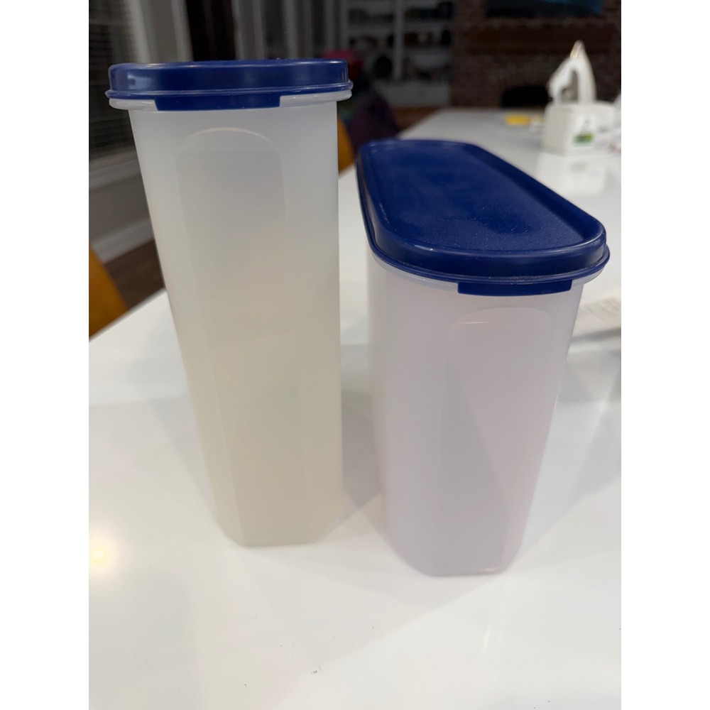 Tupperware Modular Mates Oval 3 and 4 Set Navy Blue Seals Translucent Clear